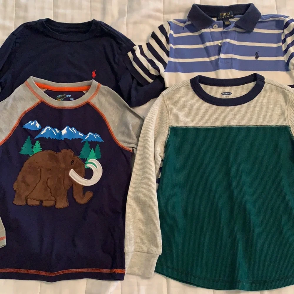Bundle of 4 Boys Shirts, Polo, Old Navy Sz 5 & 6 Very Good Condition